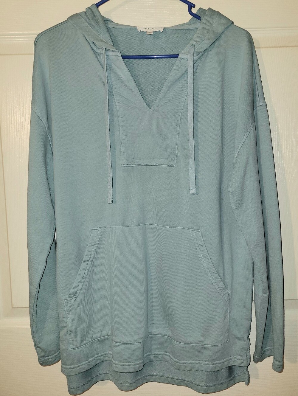 Haven Well Within Pale Sage 100% Organic Cotton Popover V-neck XS Luxury Hoodie